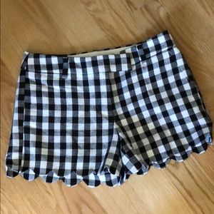 J. Crew black & white gingham scallop hem shorts